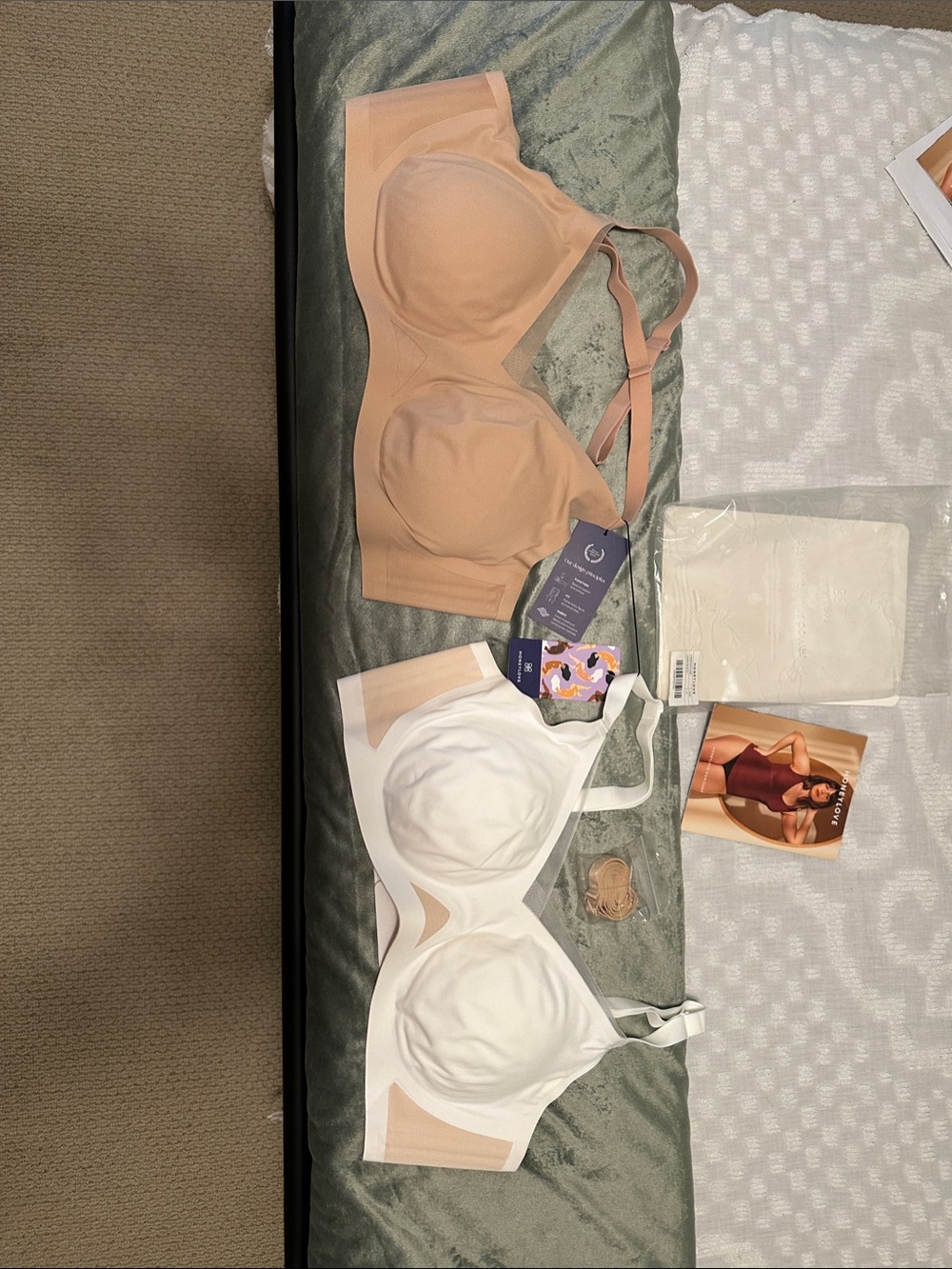 Honeylove Liftwear crossover Astral Bra Seamless in Nude and White 1X size New